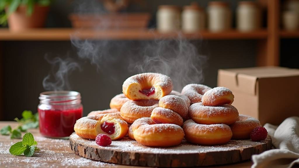 Foule savourant des boules de Berlin lors d'un événement