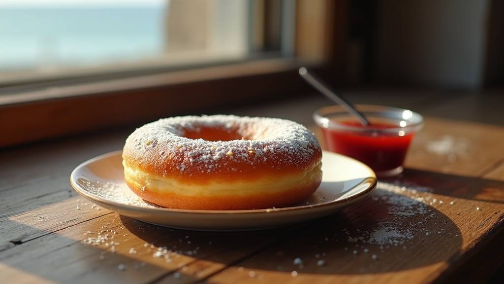 Marché avec des étals de beignets