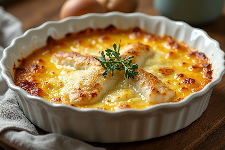 Plat de brandade de morue gratinée au four