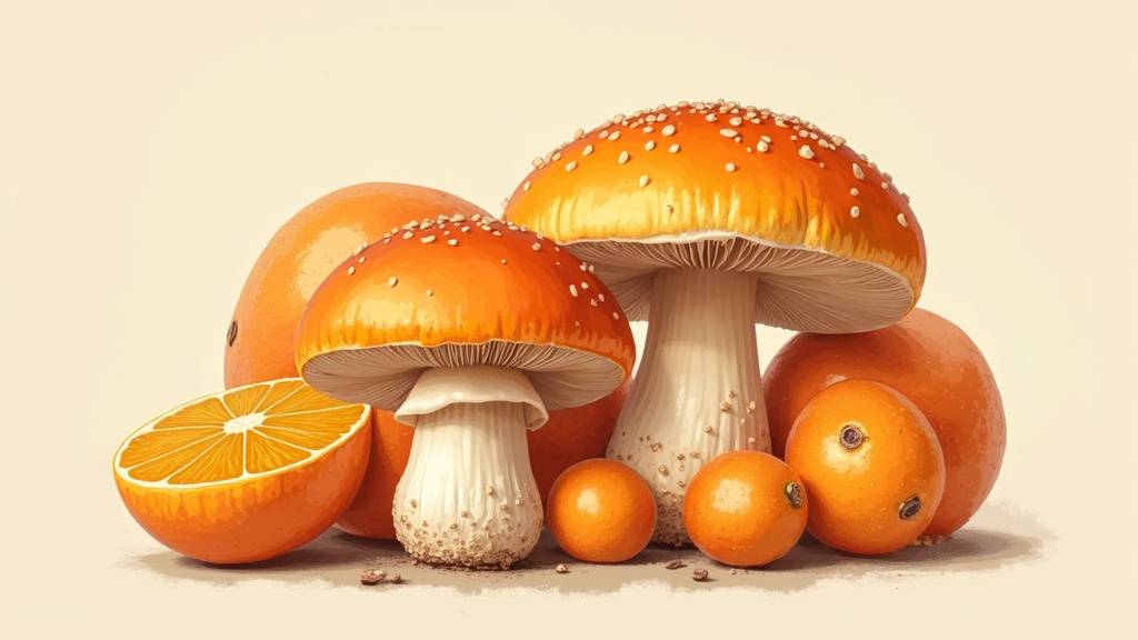 Champignon orange Amanite des Césars dans la nature