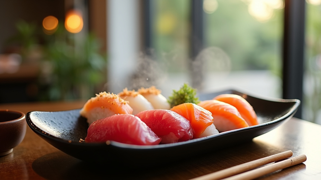 Préparation de sushis frais par un chef japonais