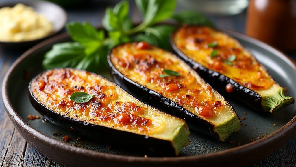 Sélectionner des aubergines fraîches au marché
