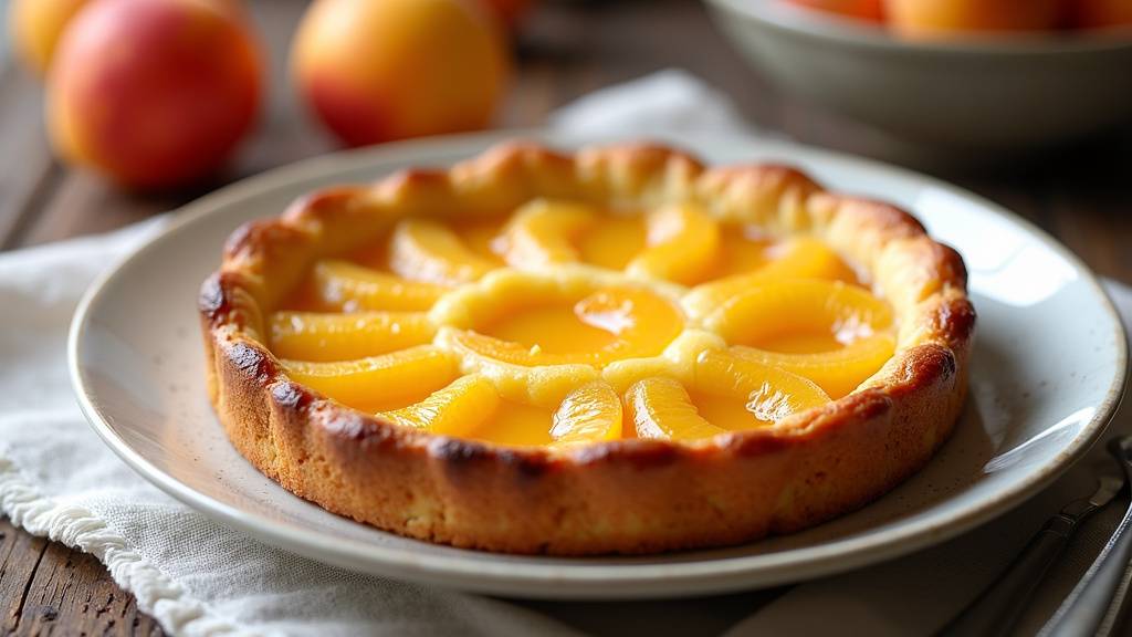 Clafoutis aux abricots caramélisés sortant du four