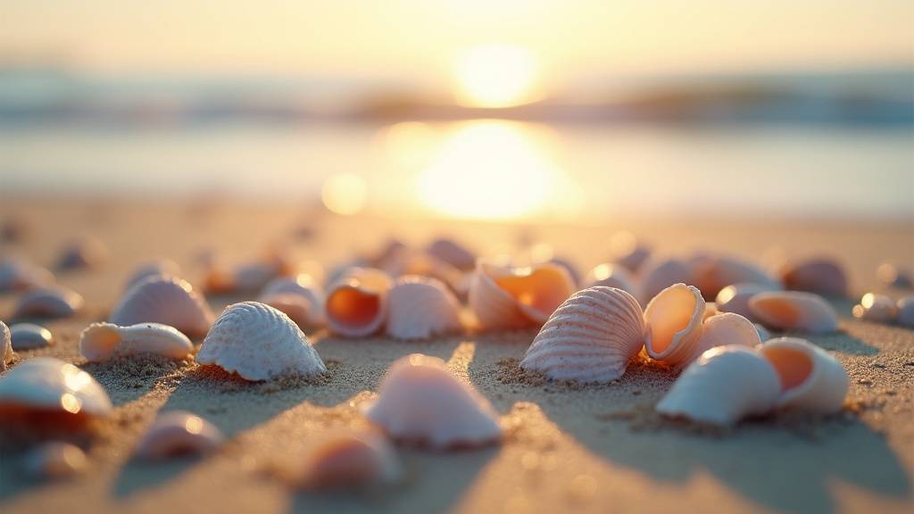 Plage recouverte de coquilles d'huîtres après une tempête