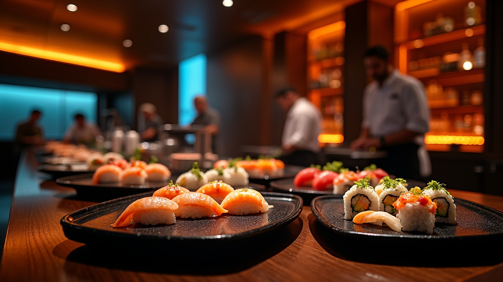 Tablette interactive pour commander les sushis et ambiance lounge du Sushi Club