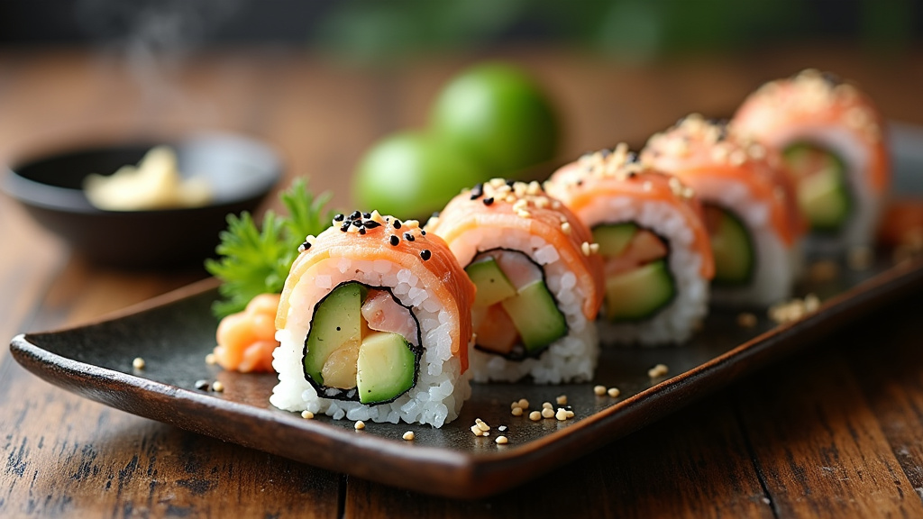 Préparation de sushis California rolls maison