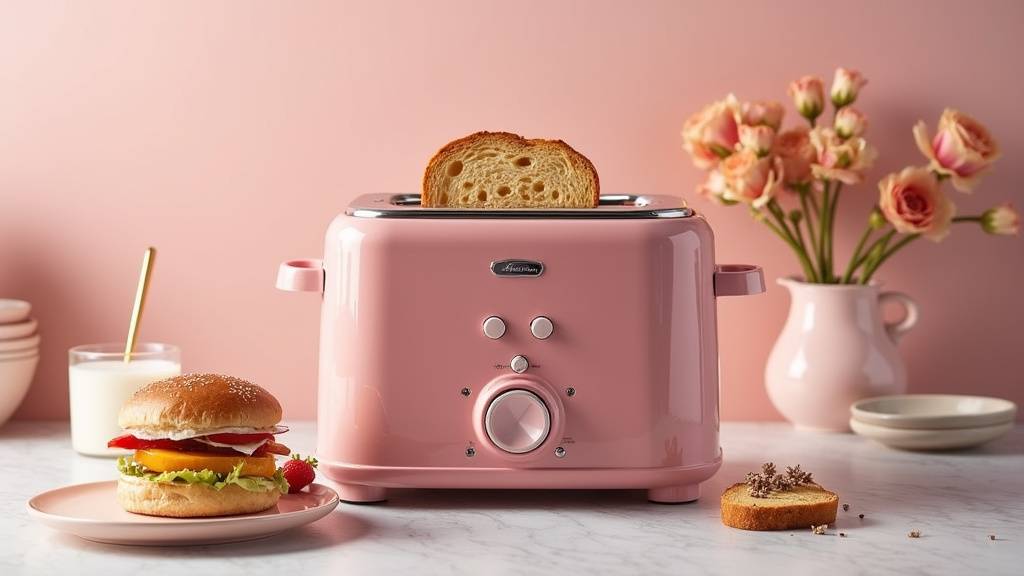 Différents styles de grilles-pain roses dans une cuisine moderne