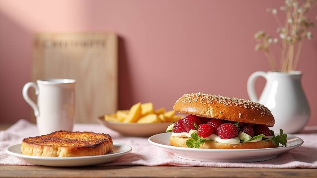 Grille-pain rose moderne sur plan de travail de cuisine