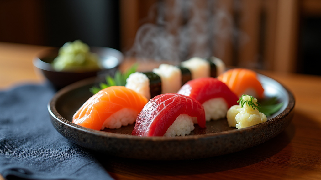 Vue intérieure d'un restaurant de sushis authentique à Marseille