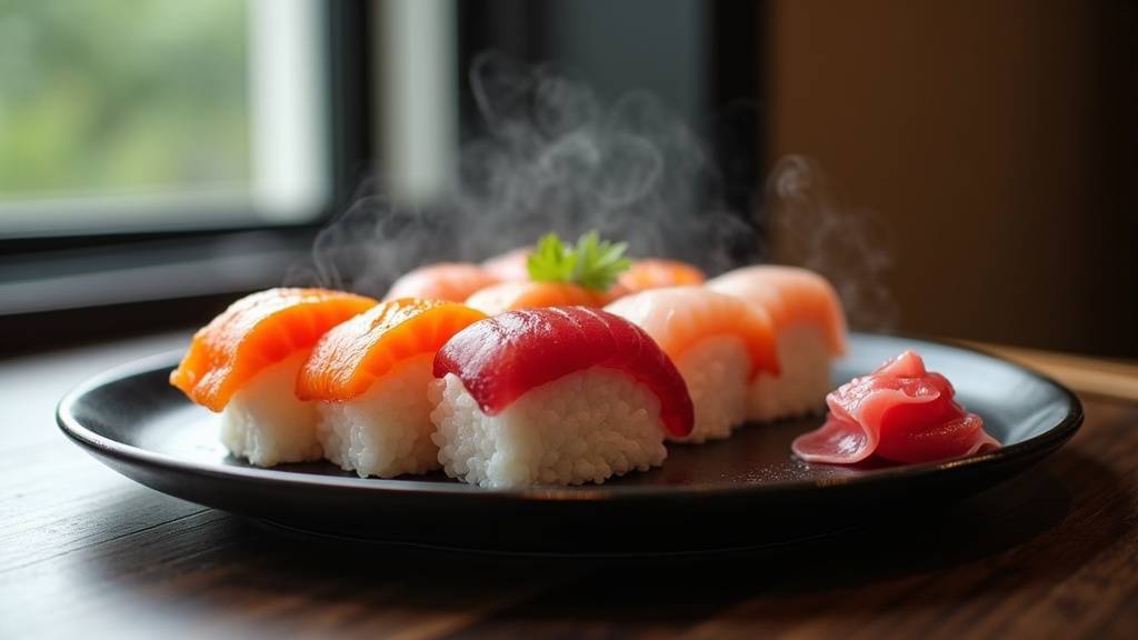 Assiette de sushis variés dans un restaurant japonais de Bordeaux