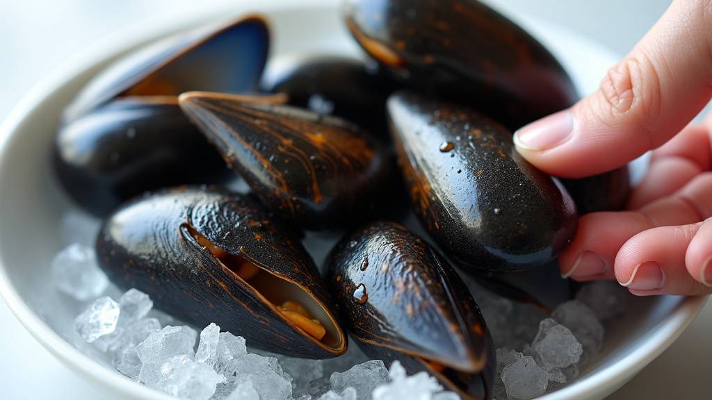Gros plan sur des moules fraîches bien fermées