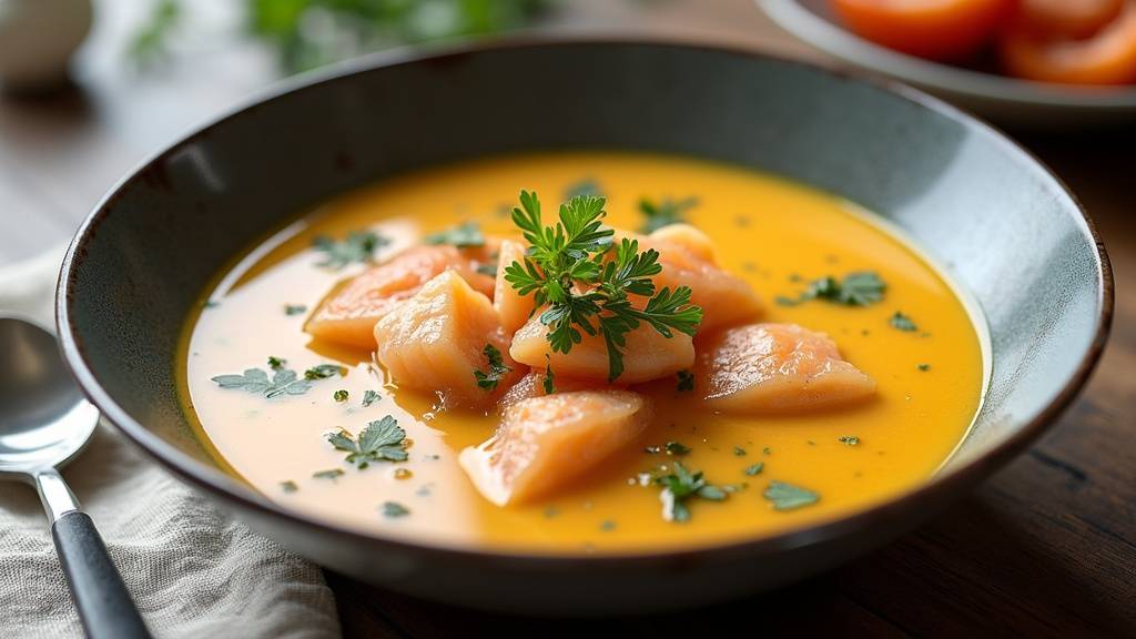 Préparation du bouillon de soupe de poisson