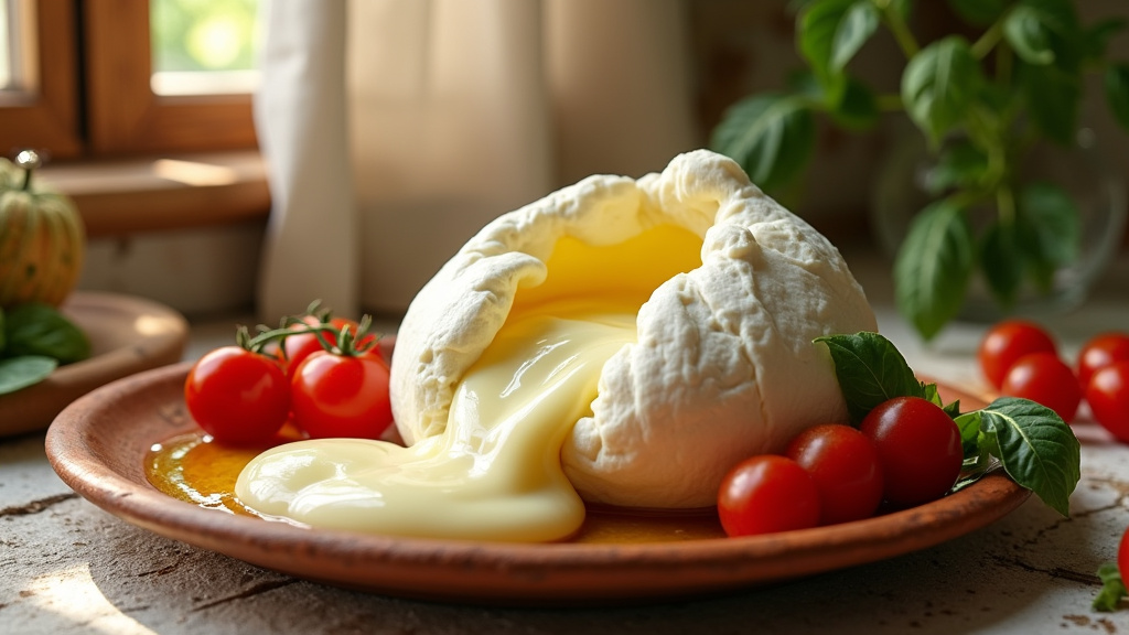 Stracciatella artisanale dans un bol en céramique