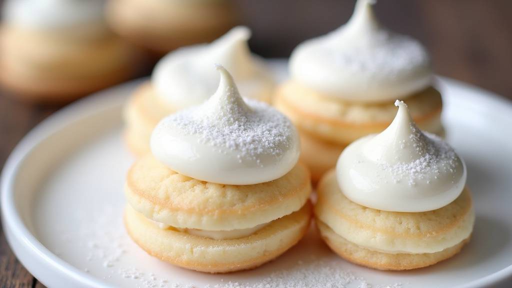 Meringues parfaites dorées sur plaque de cuisson