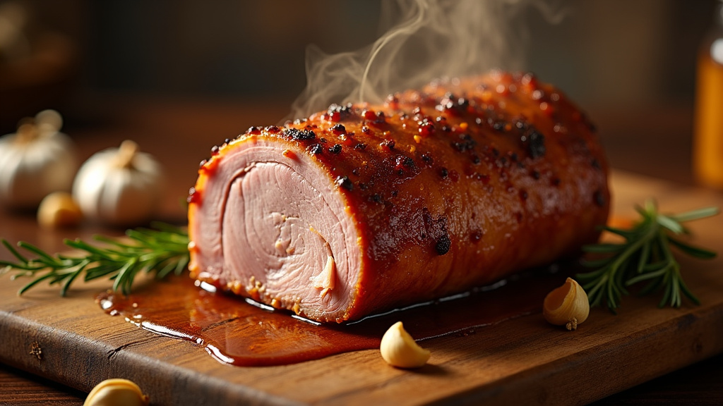 Échine de porc avec marbrures de gras pour rôti moelleux