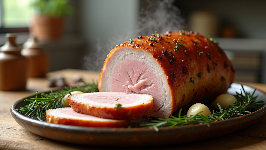 Rôti de porc cuit en basse température dans un four moderne