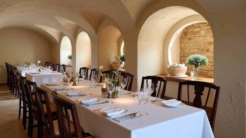 Intérieur d'une salle de restaurant troglodyte à Saumur