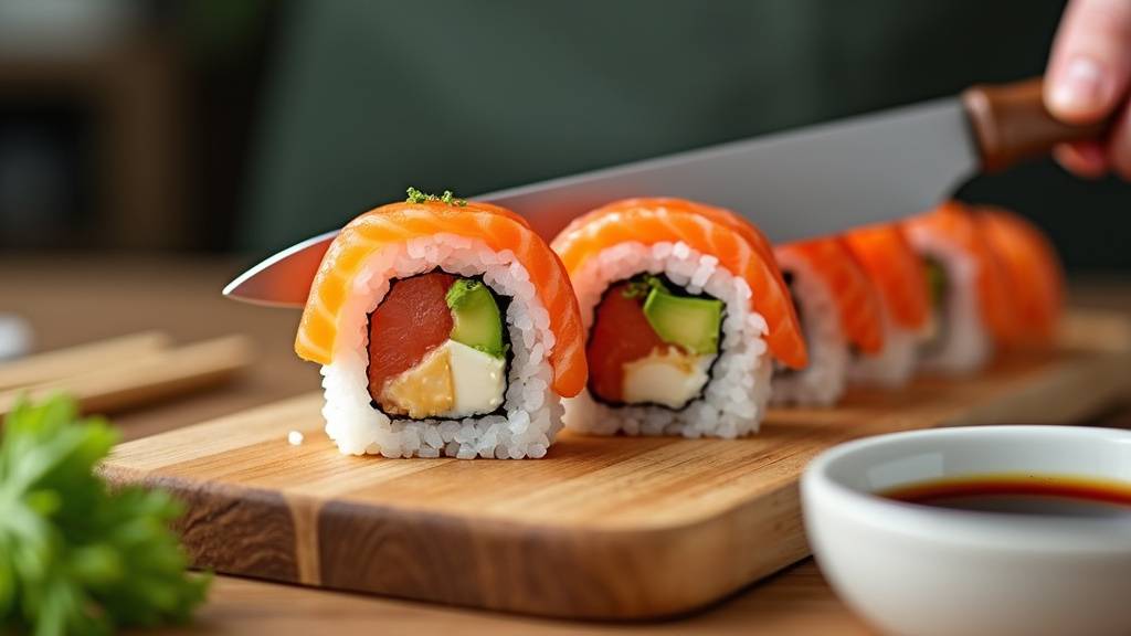 Préparation de sushis au saumon maison avec riz japonais et tranches de saumon frais